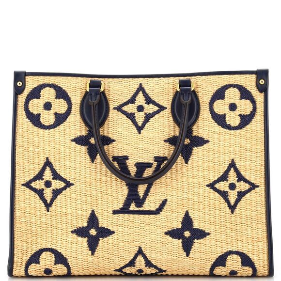 Louis Vuitton Handbags - Louis Vuitton OnTheGo Tote Monogram Giant Raffia MM Blue, Neutral